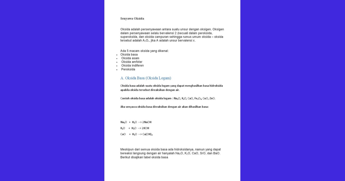 Menjelajahi Senyawa Oksida: Sejarah, Sifat Unik, dan Aplikasinya yang Revolusioner - Senyawa Oksida |