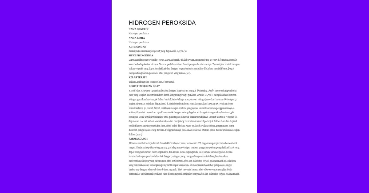 Peroksida Hidrogen: Mengungkap Tuntas Sejarah, Karakteristik Unik, Fungsi Vital, dan Berbagai Aplikasinya - Hidrogen Peroksida |