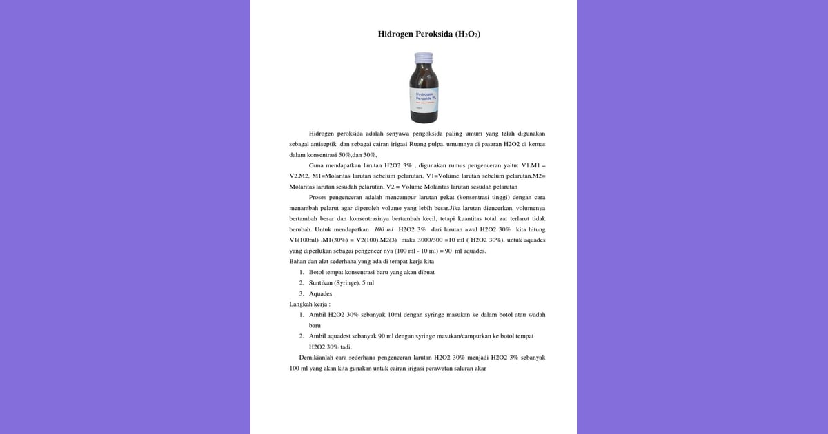 Peroksida Hidrogen: Mengungkap Tuntas Sejarah, Karakteristik Unik, Fungsi Vital, dan Berbagai Aplikasinya - Cara Encerkan Hidrogen