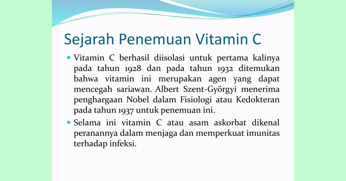 Vitamin C: Panduan Lengkap Sejarah, Sifat Kimia, Manfaat Kesehatan, dan Struktur Molekulnya - PPT Biokimia: Vitamin